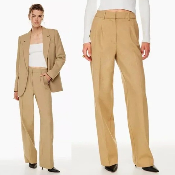 Aritzia- The Effortless Pant (Re)ssential in Heather Saville Size 4 Tan Cream - Picture 1 of 9